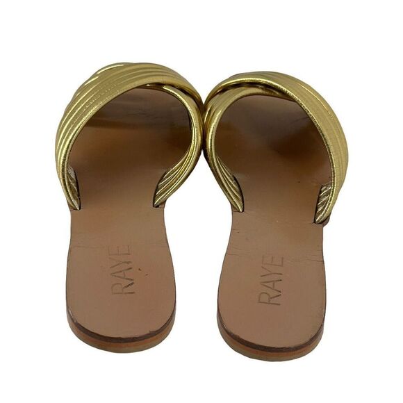 Raye Ziggy Gold Sandals Womens Size 7 Slip On Flats Metallic Open Toe goddess - Picture 6 of 13